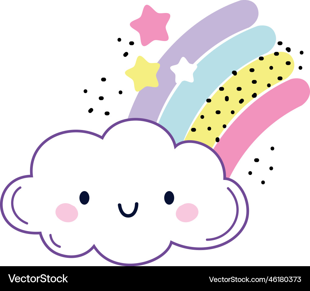 Fluffy Cloud with Smiling Face Royalty Free Vector Image