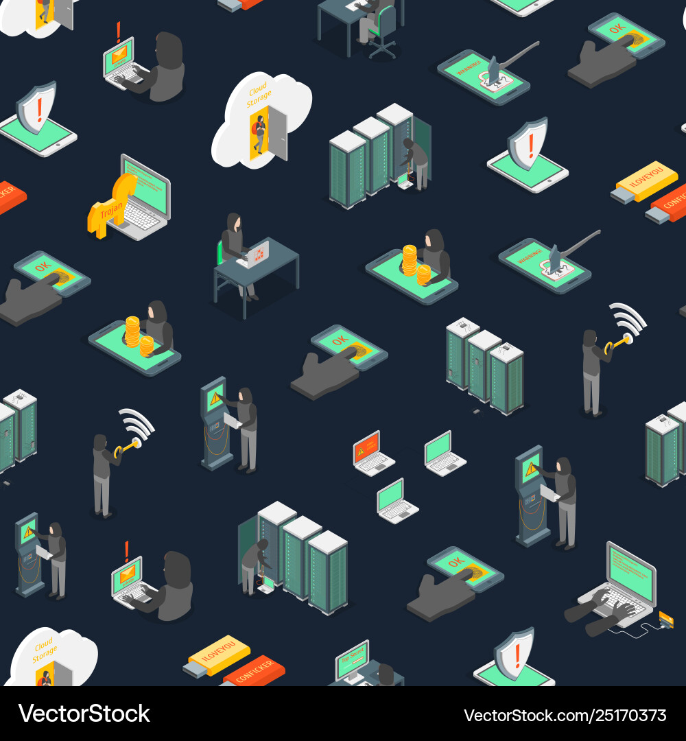 Hacker Threat Isometric Pattern vector image
