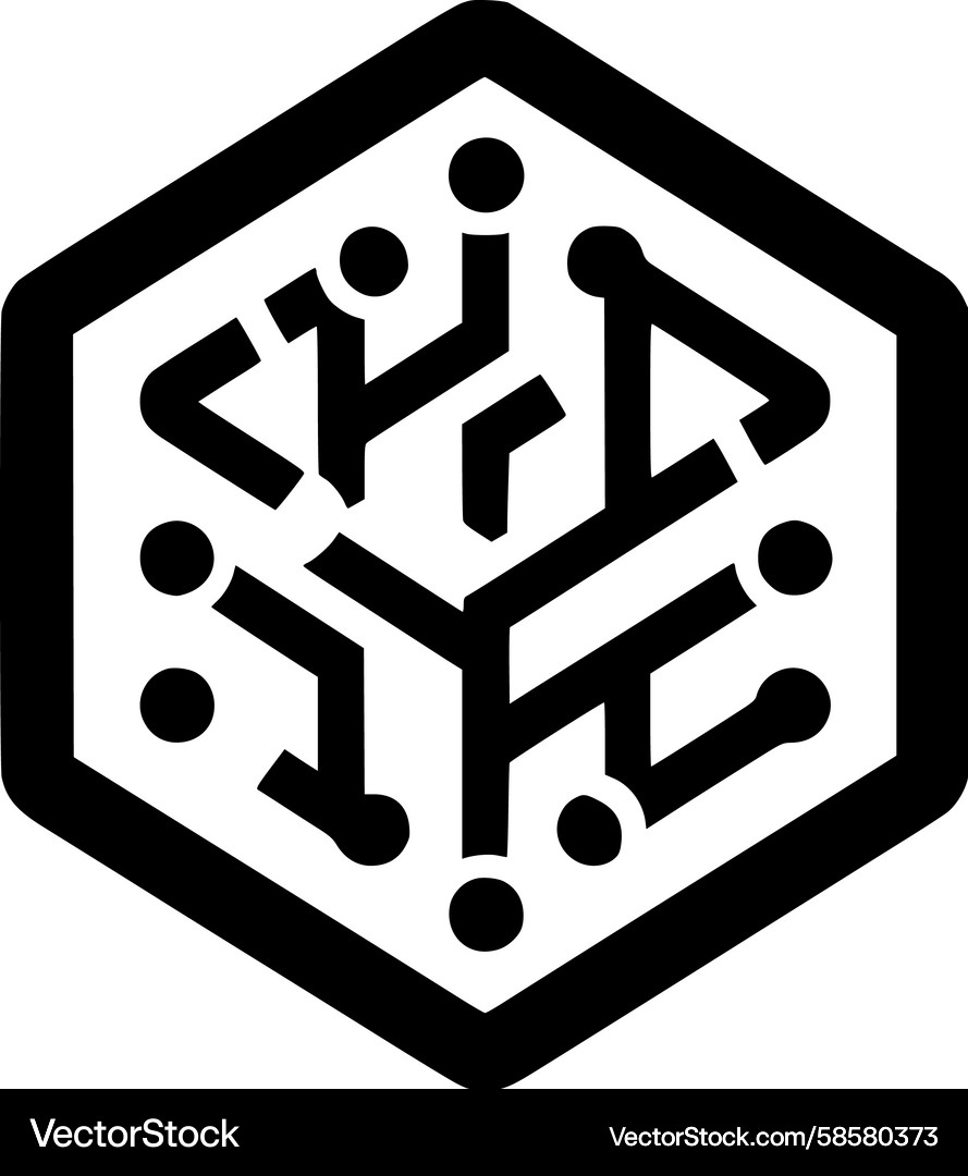 Hexagonal Tech Circuit Symbol Vector Image