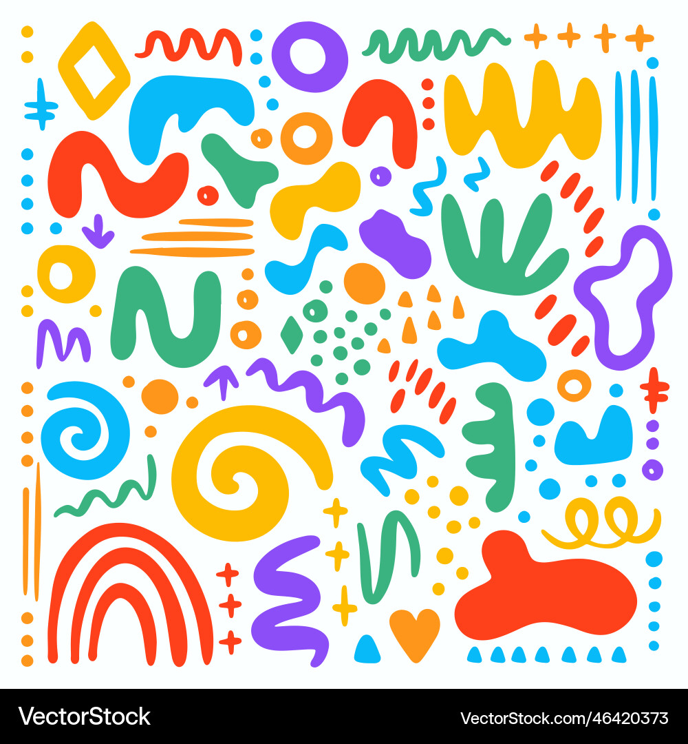 Minimal childish doodle shapes abstract forms vector image