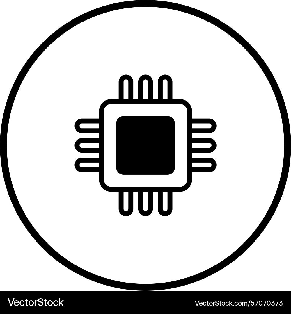 Minimalist of a microchip in circle symbolizing Minimalist of a microchip in circle symbolizing vector image
