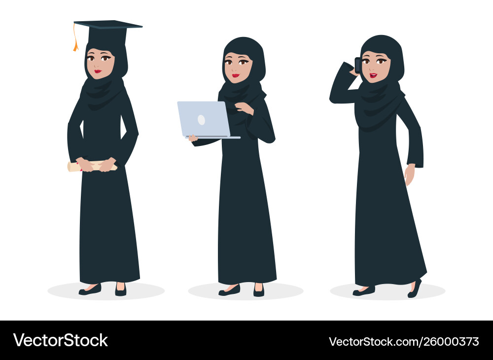 Modern arab woman character muslim Modern arab woman character muslim vector image