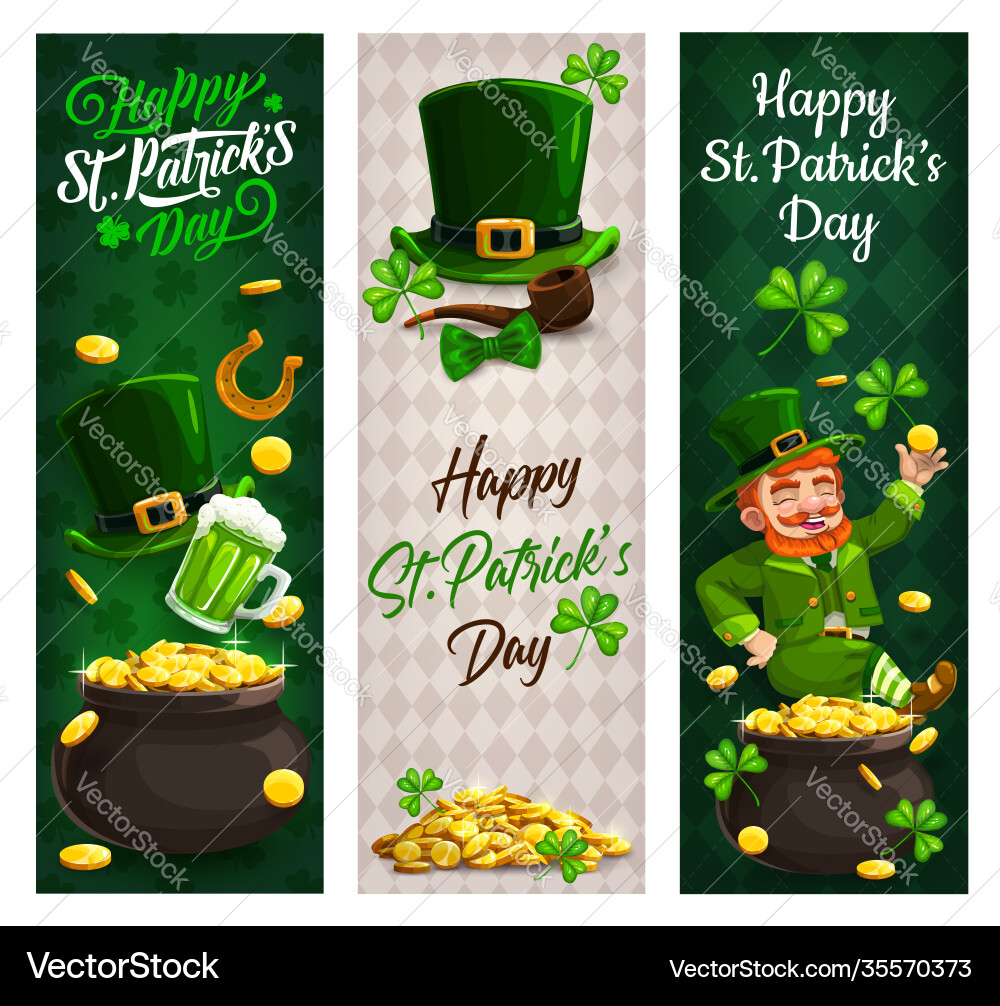 Patricks Day irish leprechaun gold clover Banner Patricks Day irish leprechaun gold clover Banner vektorbild