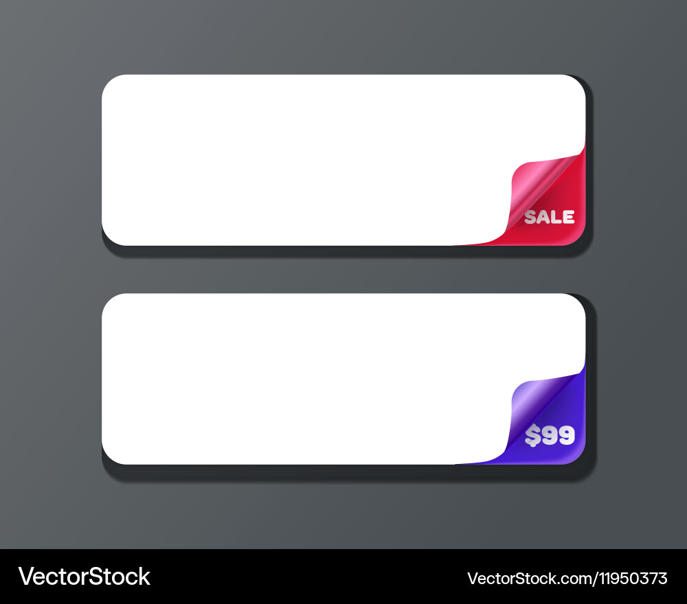 Set of horizontal banner template with curl vector image