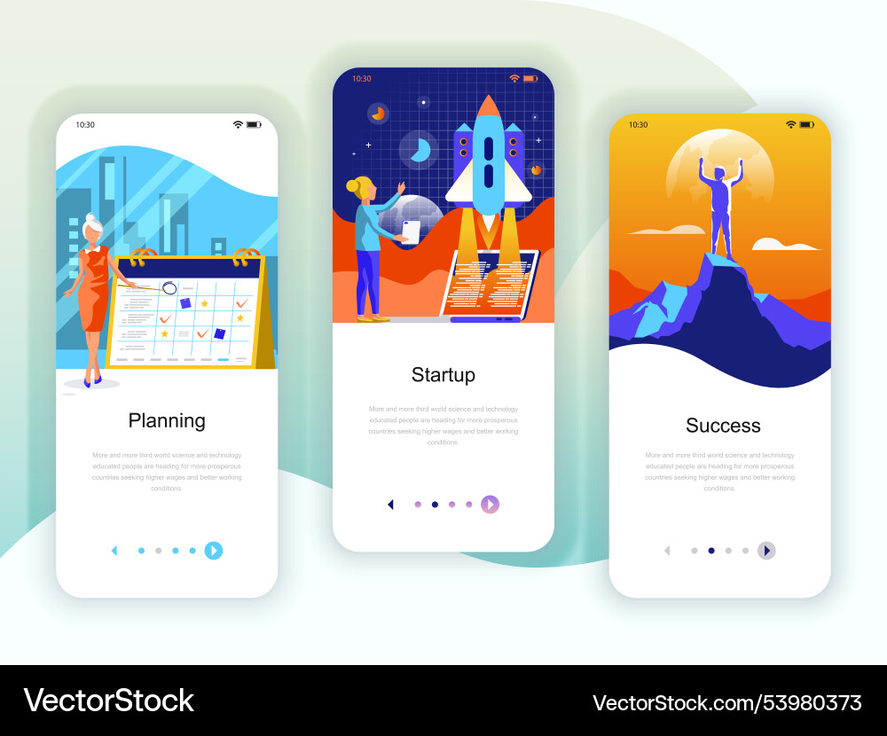 Set of onboarding screens user interface kit Set of onboarding screens user interface kit vector image