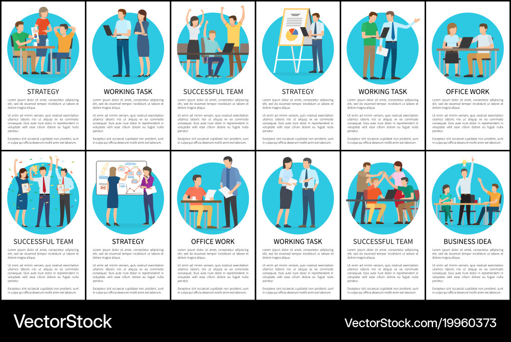 Strategy and working task set Vector Image