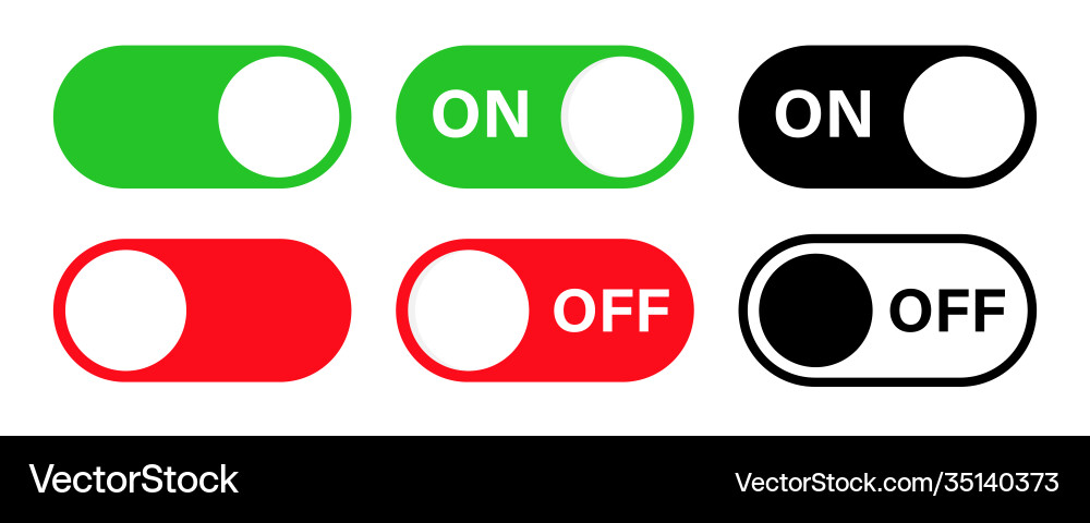 Switch toggle buttons on off isolated web vector image