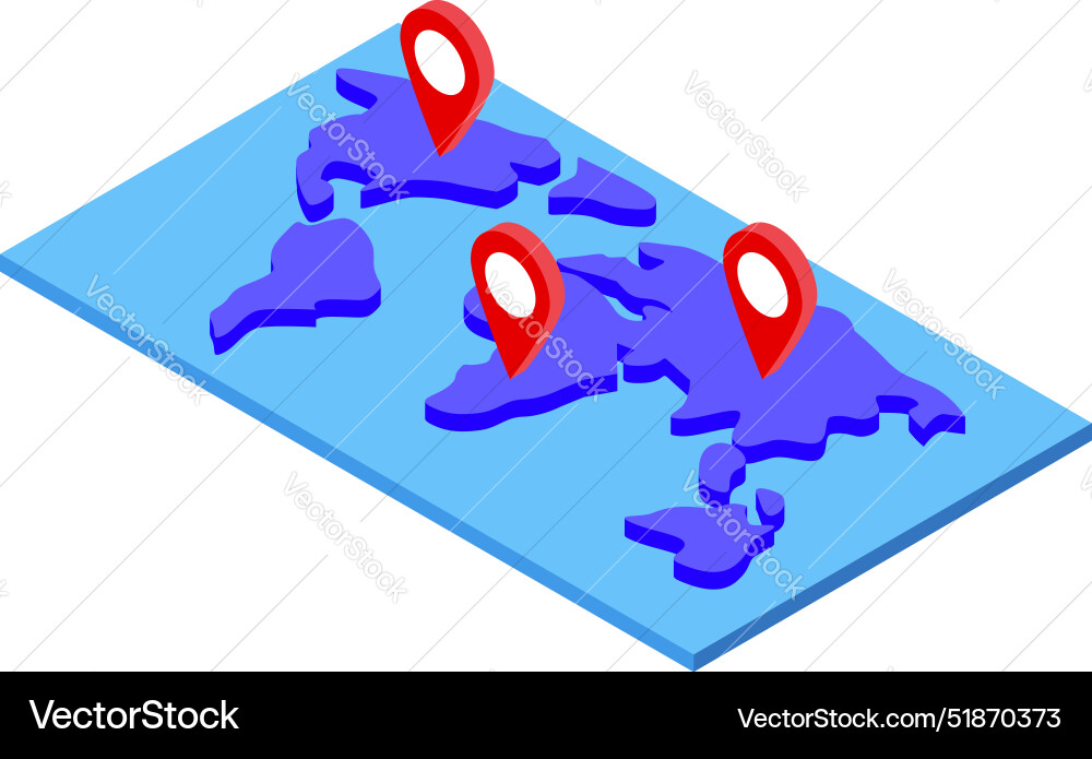 World map with location pointers showing global Vector Image