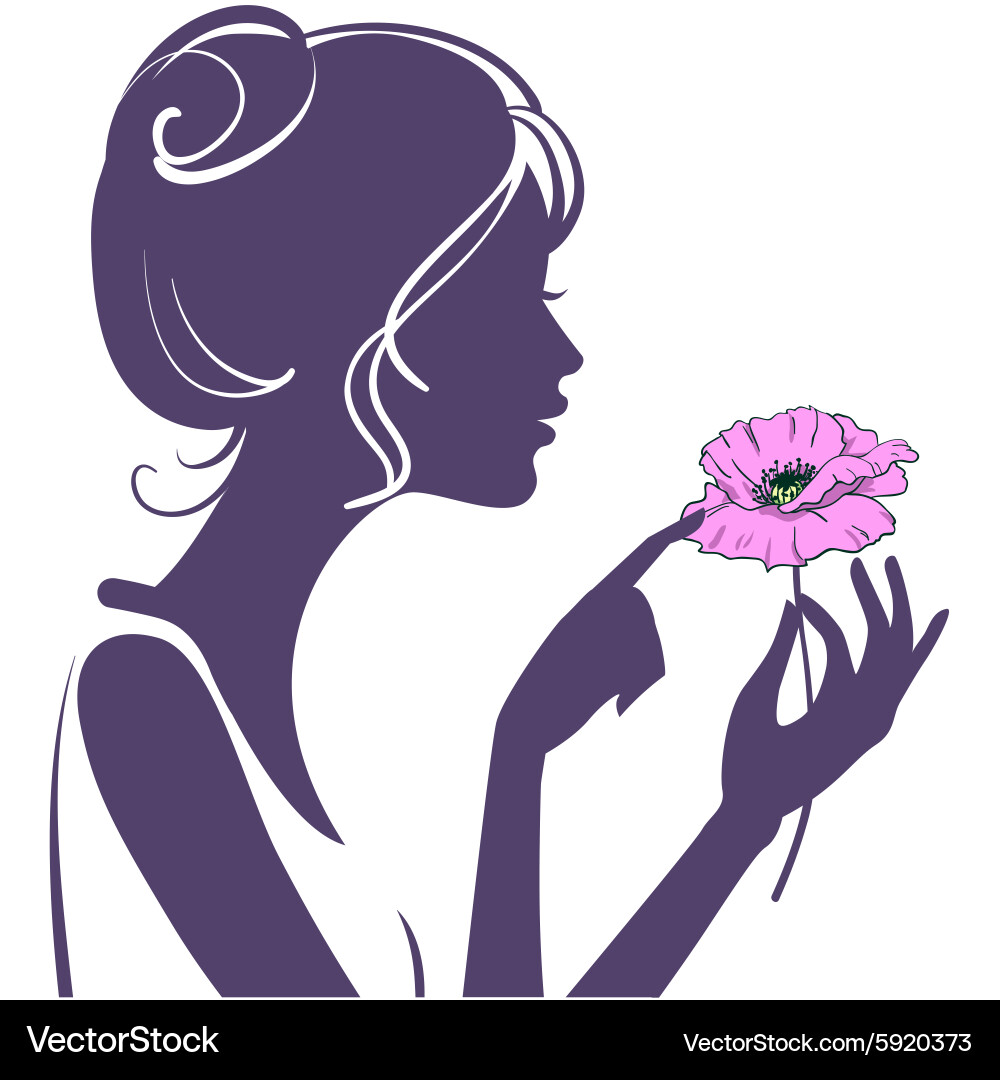 Young girl with a pink poppy flower vector image