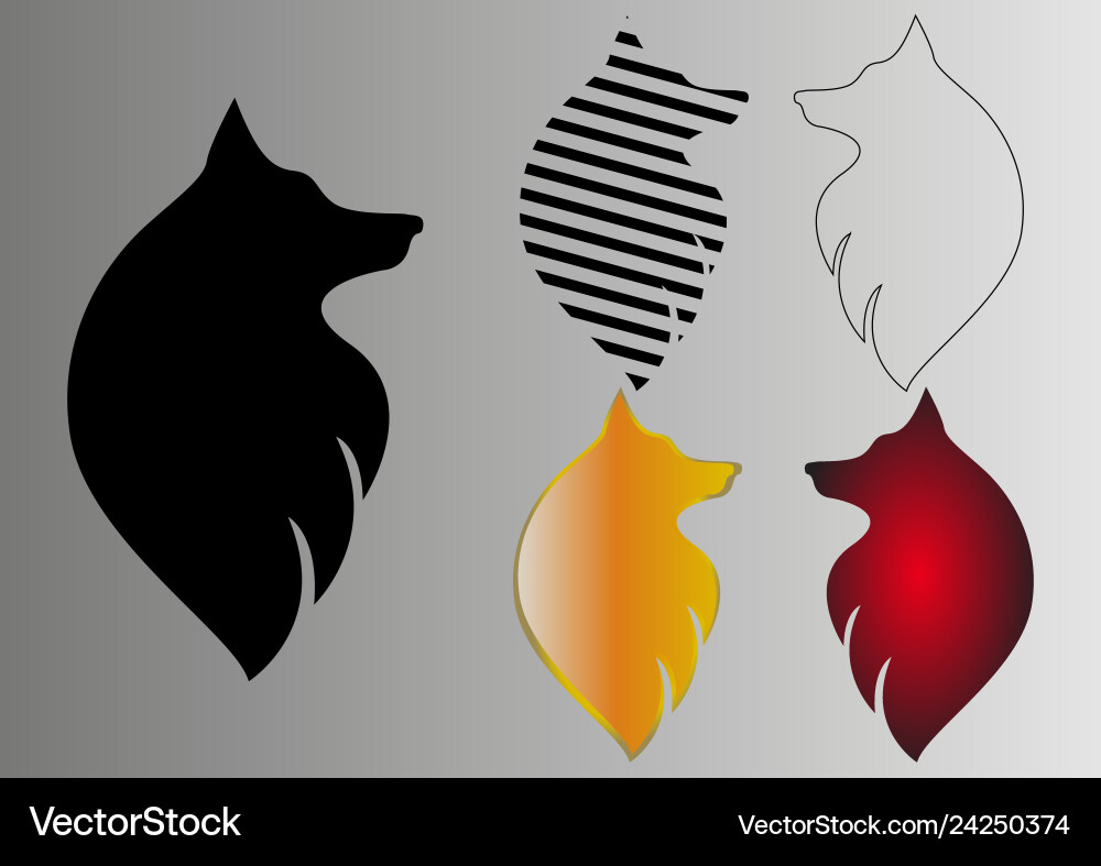 Abstraction wolf head in different execution Vector Image