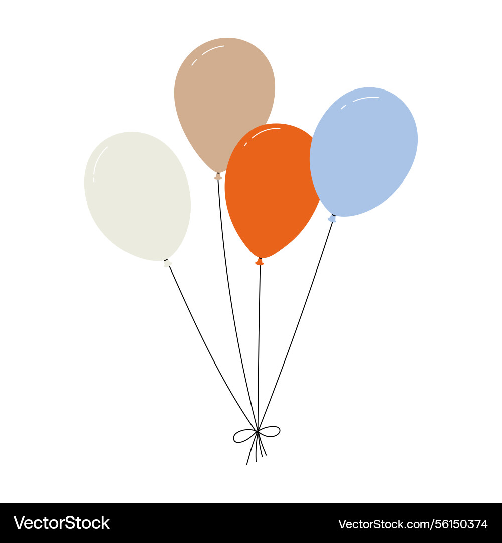 Bundle of colorful balloons with strings floating Bundle of colorful balloons with strings floating vector image