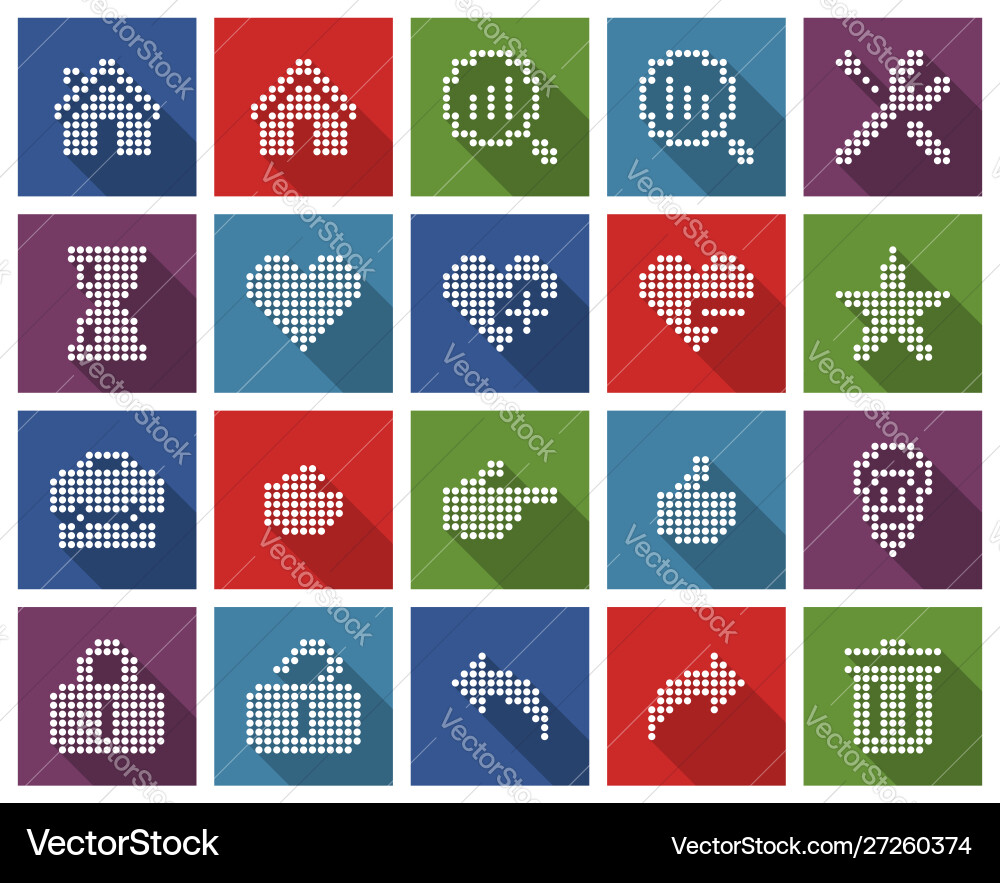 Collection square dotted icons user interface Collection square dotted icons user interface vector image