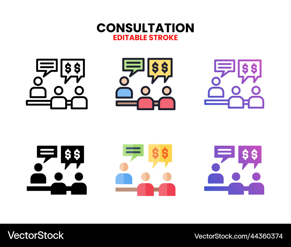 Consulting icon set with different styles Consulting icon set with different styles vector image