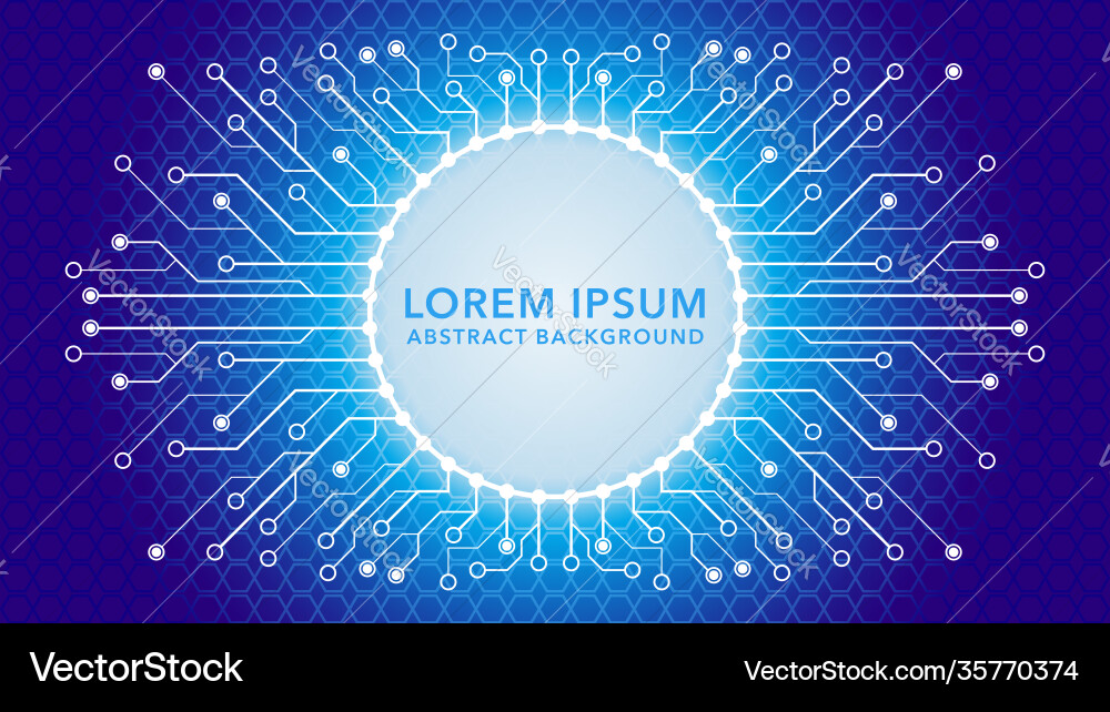 Cyberpunk circuit with hexagonal geometric pattern vector image