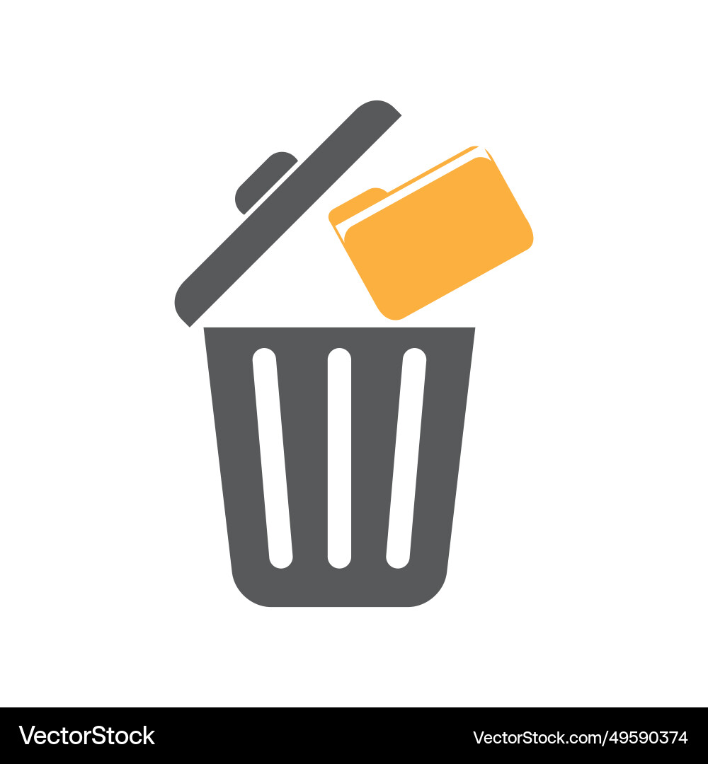 Delete file trash can flat design Delete file trash can flat design vector image