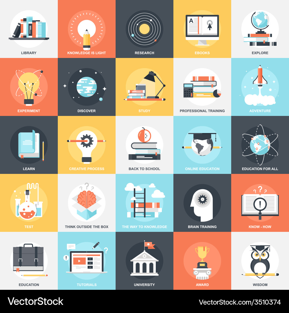 Education icons Royalty Free Vector Image - VectorStock