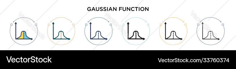 Gaussian function icon in filled thin line Gaussian function icon in filled thin line vector image