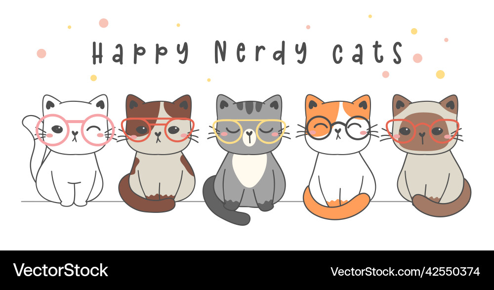 Gruppe von niedlichen glücklich smart nerd Katze tragen Gruppe von niedlichen glücklich smart nerd Katze tragen vektorbild