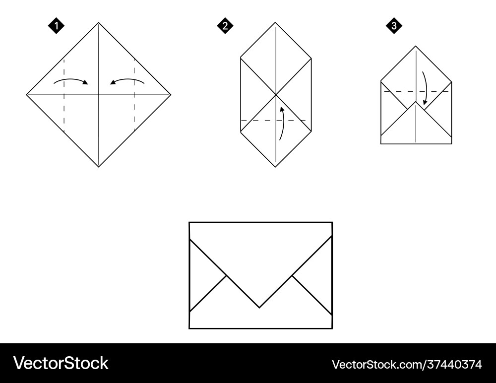How to make a origami envelope step Royalty Free Vector