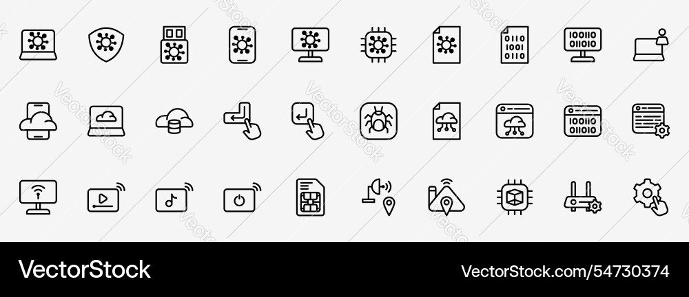 Icon set tech information include coding Icon set tech information include coding vector image