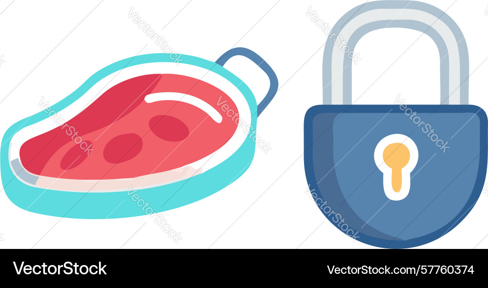 Meat and padlock icon design generative ai vector image