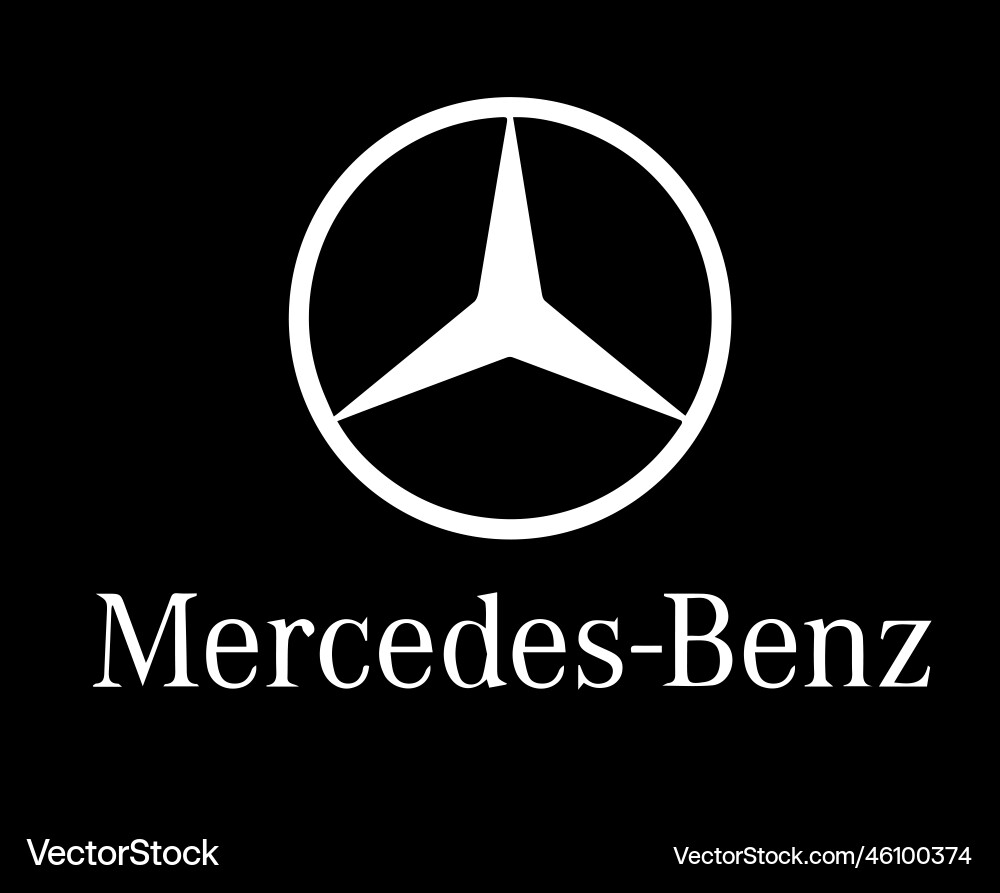 Mercedes benz brand logo symbol with name white Vector Image
