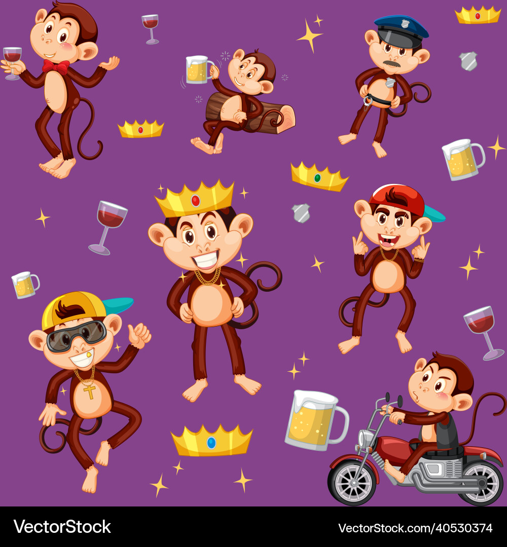 Monkey seamless pattern background Monkey seamless pattern background Vector Image