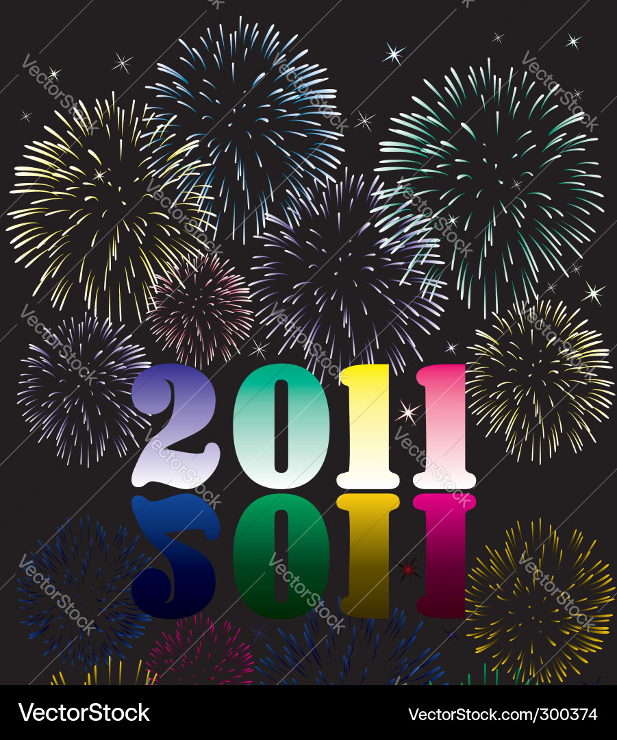New Year 2011 Fireworks Numbers Vector Image