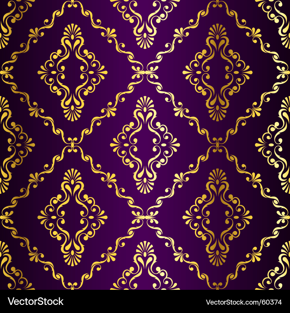 Ornate Purple and Gold Swirls Vector Image