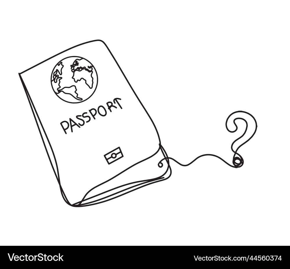 Passport with question mark as line drawing Passport with question mark as line drawing vector image