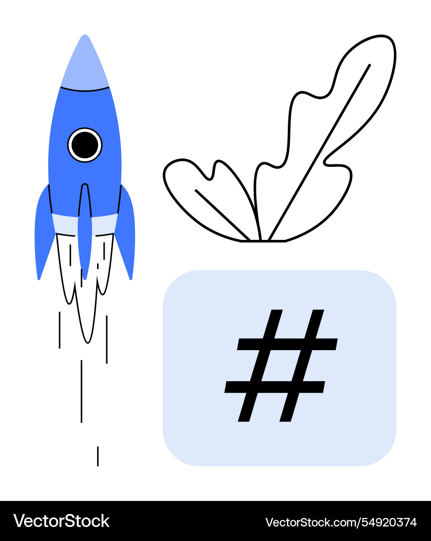 Rocket launch with abstract leaf design Rocket launch with abstract leaf design vector image