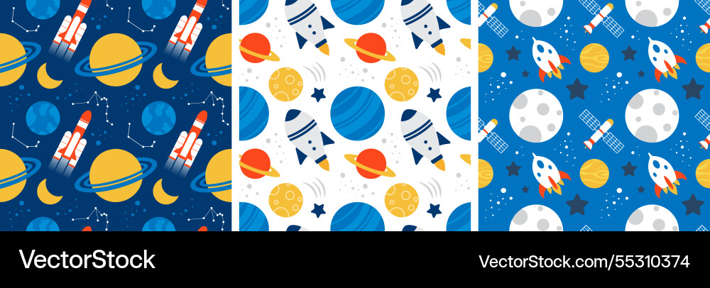 Seamless pattern of outer space exploration Seamless pattern of outer space exploration vector image