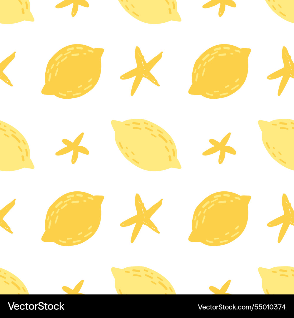 Seamless pattern with hand drawn lemons on white Vector Image