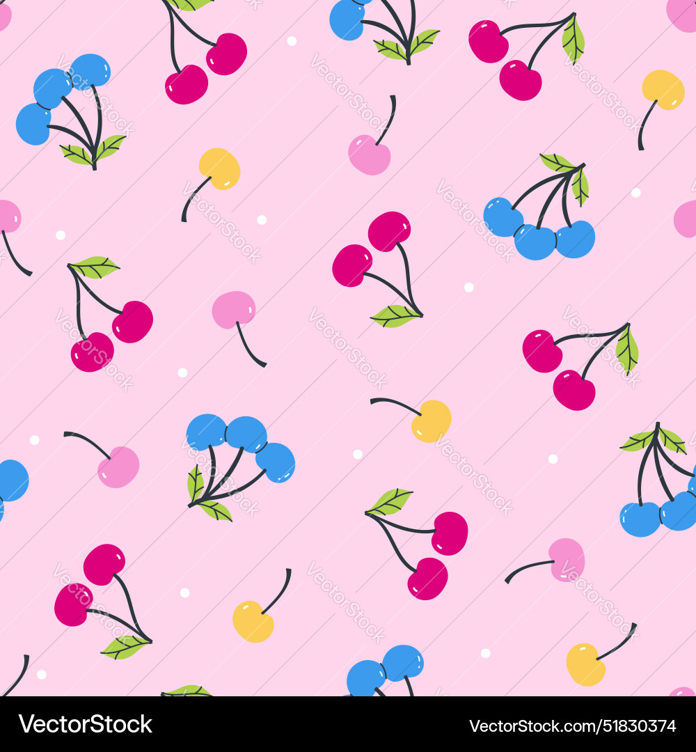 Seamless pattern with multi-colored cherries Seamless pattern with multi-colored cherries vector image