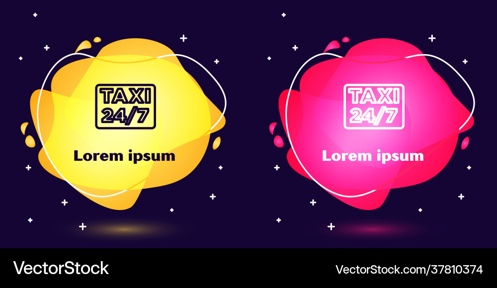 Set Line Map Pointer mit Taxi-Ikone isoliert Set Line Map Pointer mit Taxi-Ikone isoliert vektorbild