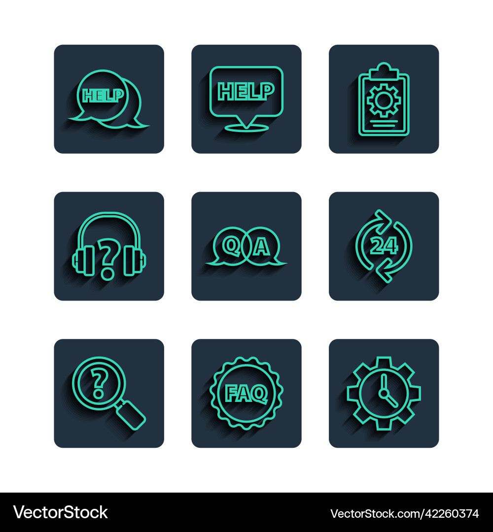 Set line unknown search label with text faq time Set line unknown search label with text faq time vector image