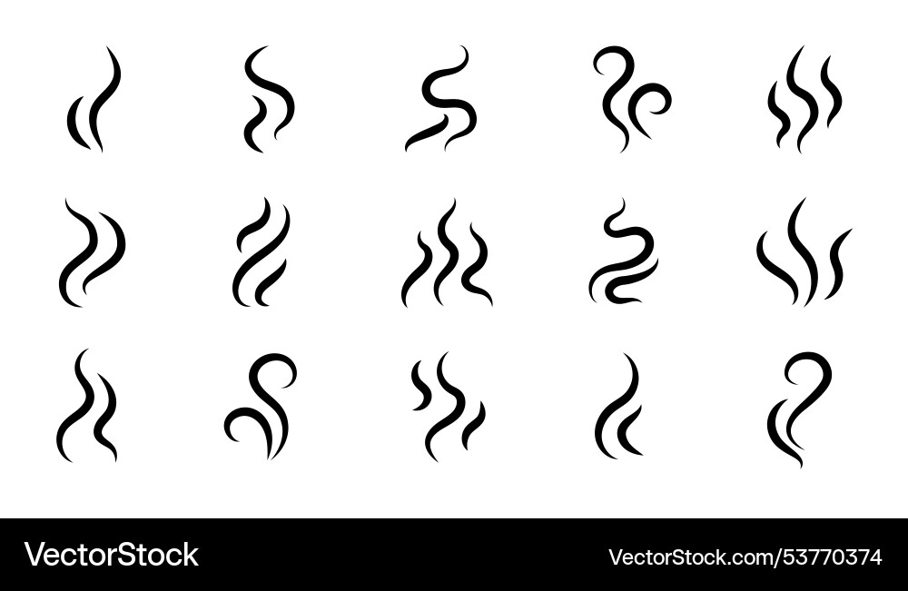 Smoke steam icon logo set smell Royalty Free Vector Image