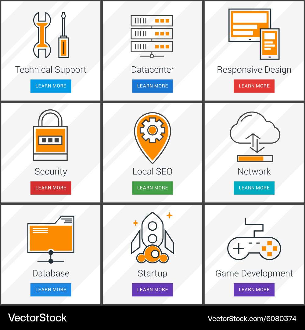 Technical support data storage network startup vector image