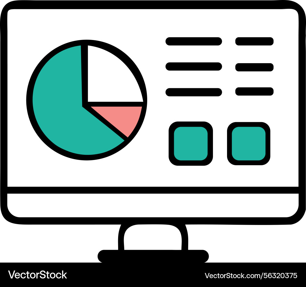 Accounting software pie chart monitor dashboard Vector Image