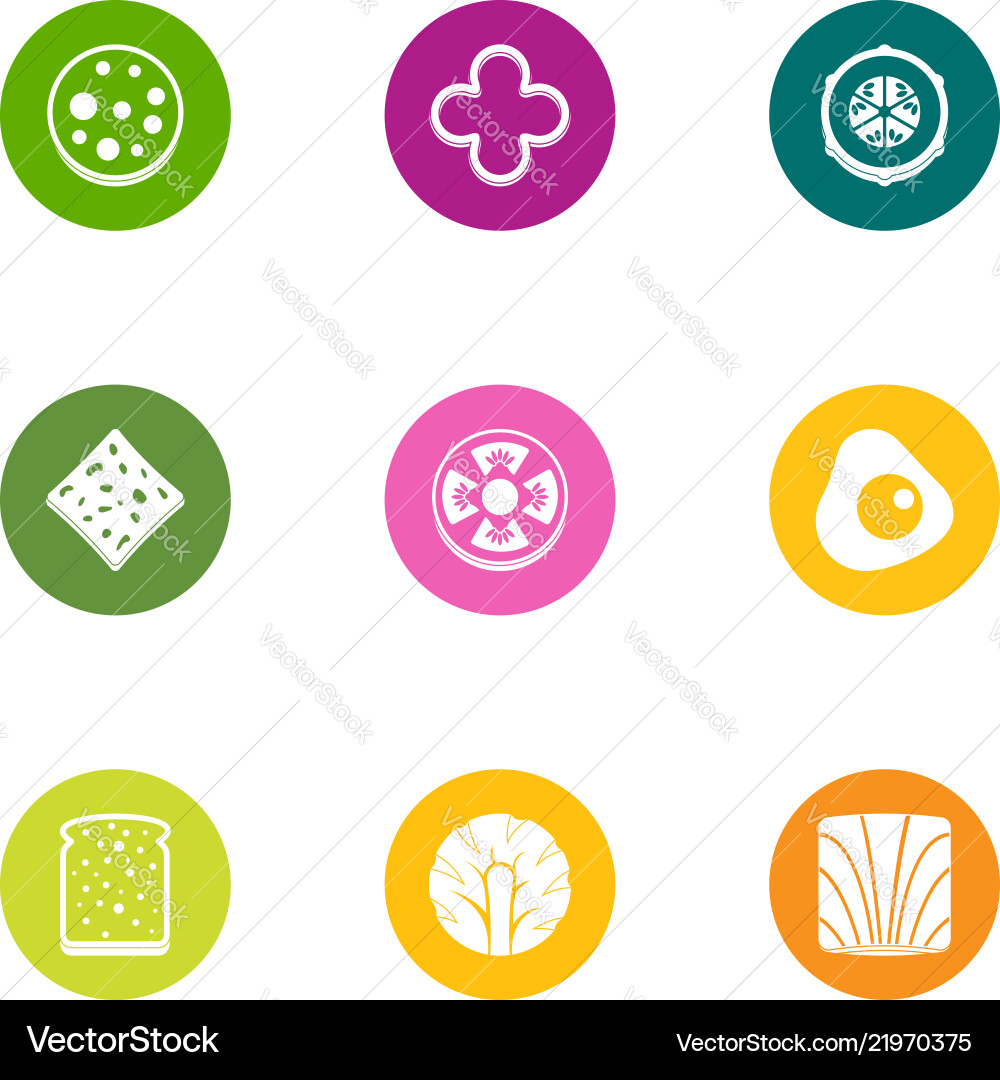 Beefburger part icons set flat style Vector Image