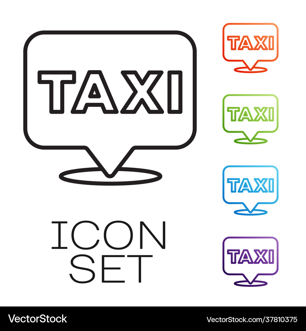 Black line map pointer with taxi icon isolated Black line map pointer with taxi icon isolated vector image