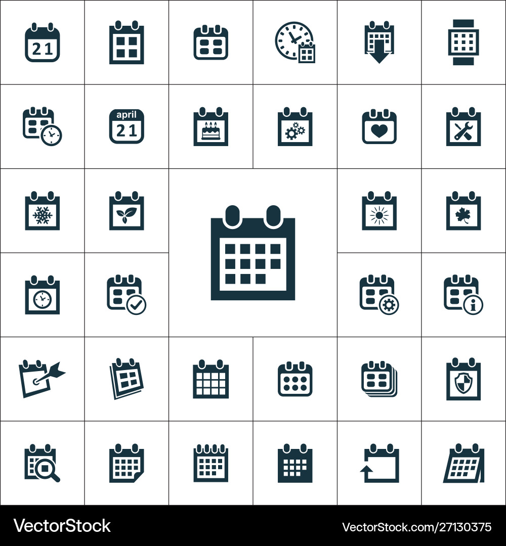 Calendar icons universal set for web and ui vector image