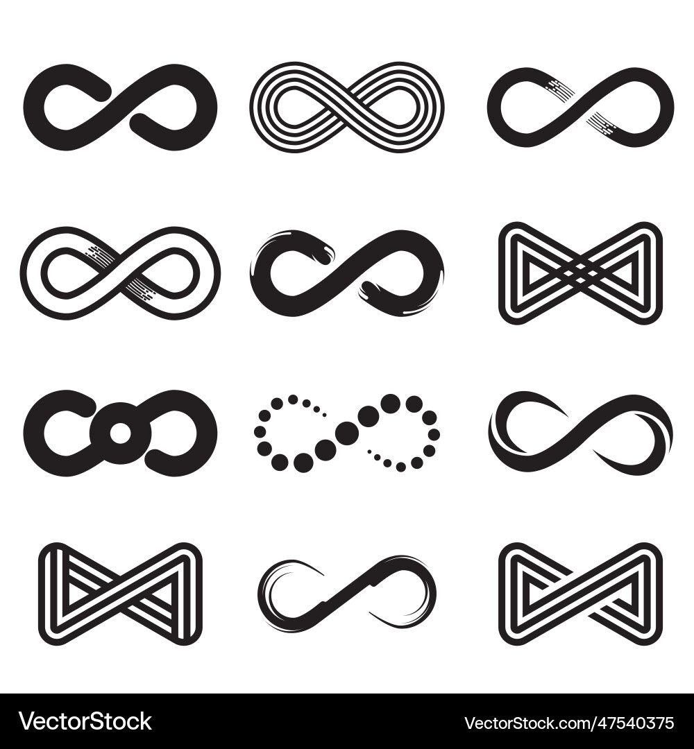 Different mobius loop and infinity symbols set Different mobius loop and infinity symbols set vector image