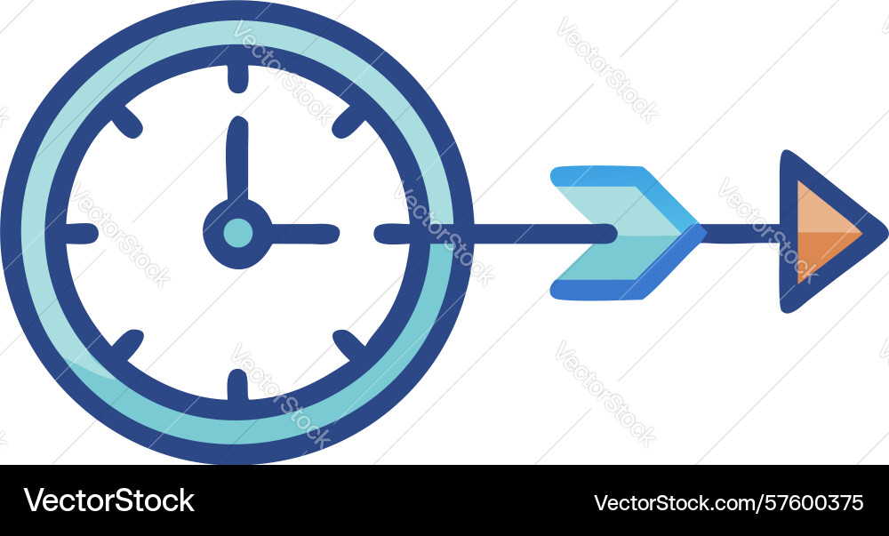 Diverging time paths branching arrow clock vector image