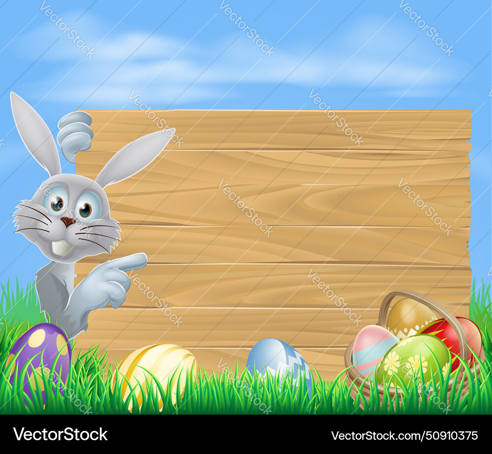Easter bunny and sign Easter bunny and sign vector image