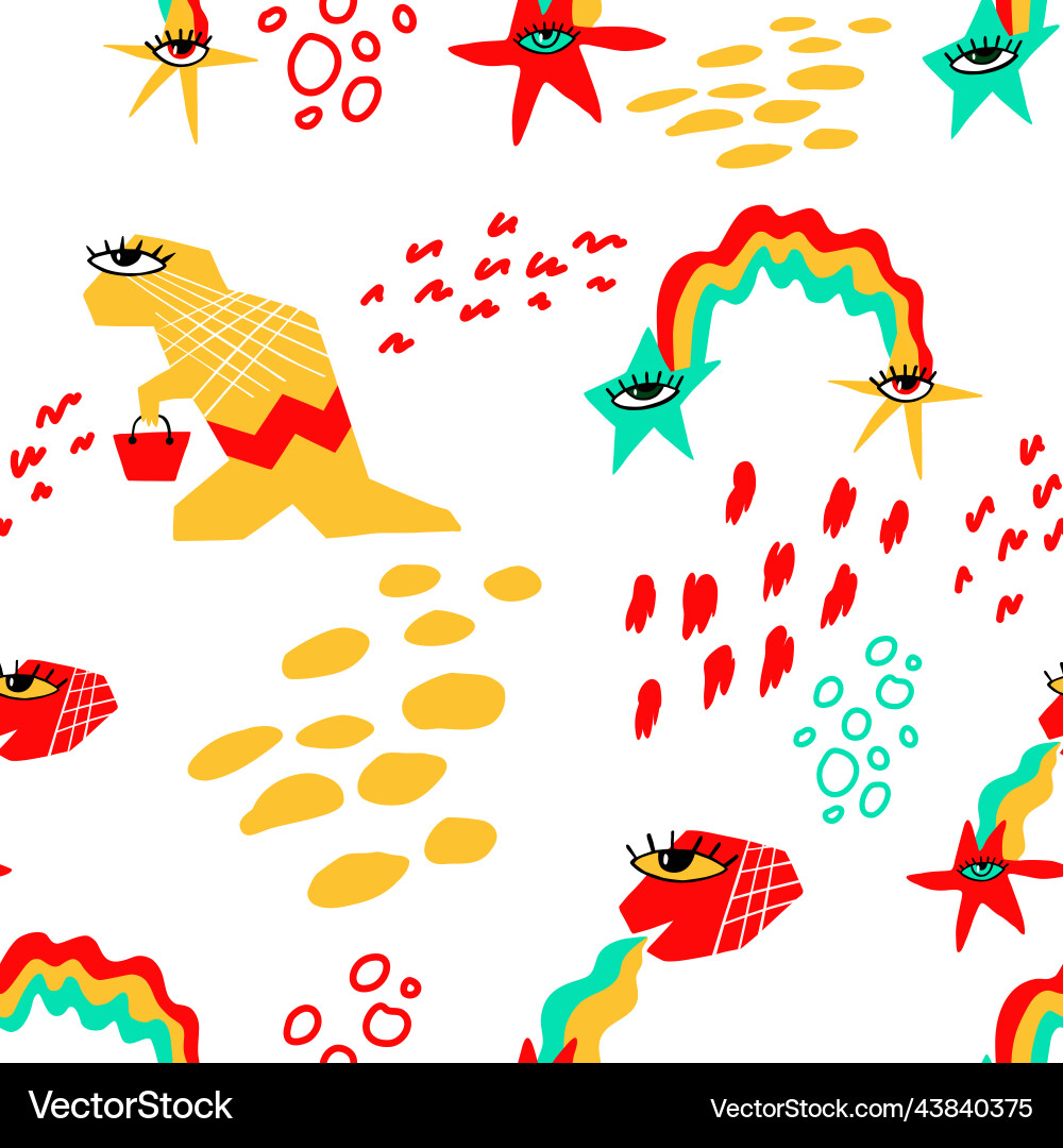 Fun seamless pattern in a naive style Fun seamless pattern in a naive style vector image