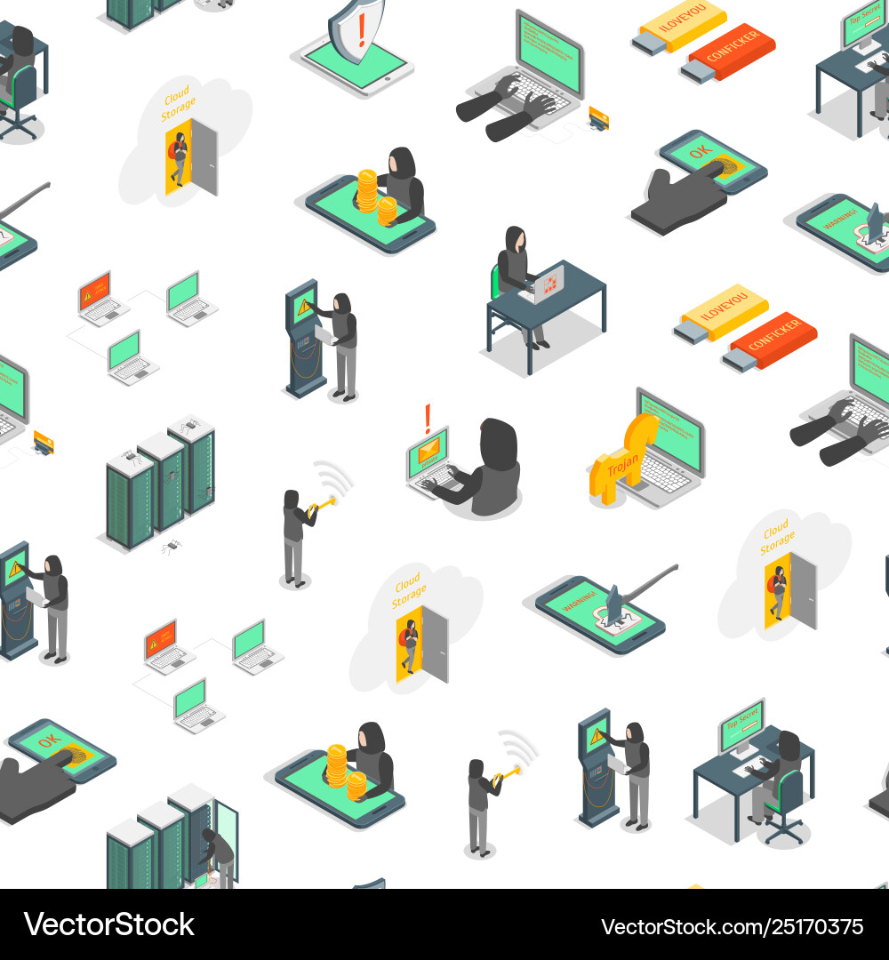 Hacker signs 3d seamless pattern background Hacker signs 3d seamless pattern background vector image