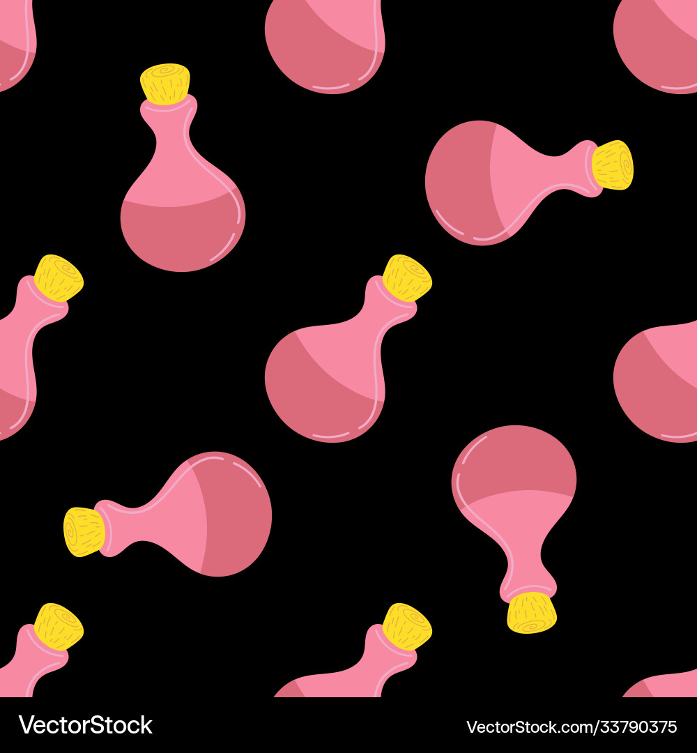 Pattern glass bottles filled with elixir Pattern glass bottles filled with elixir vector image