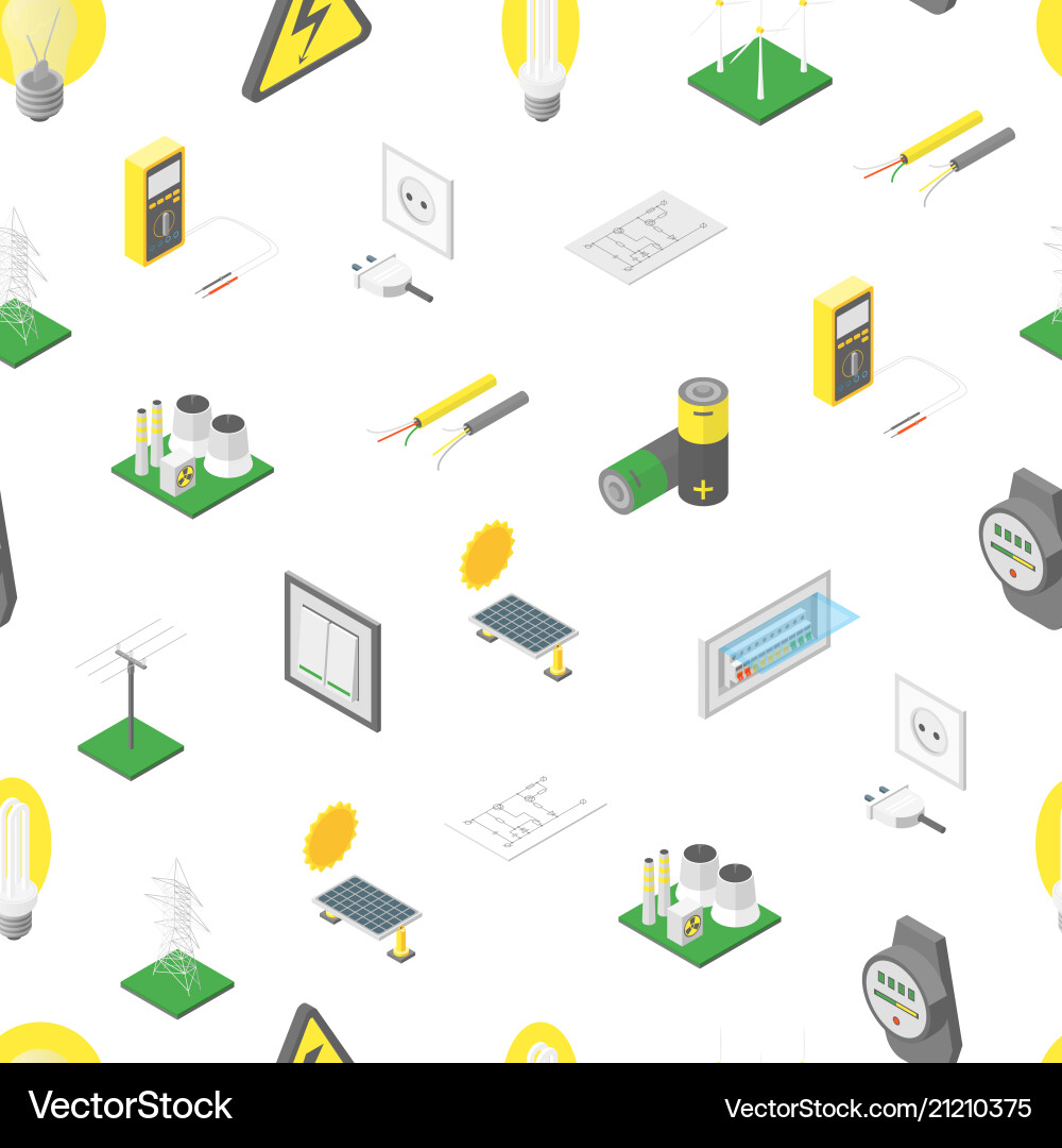 Power seamless pattern background isometric view Power seamless pattern background isometric view vector image