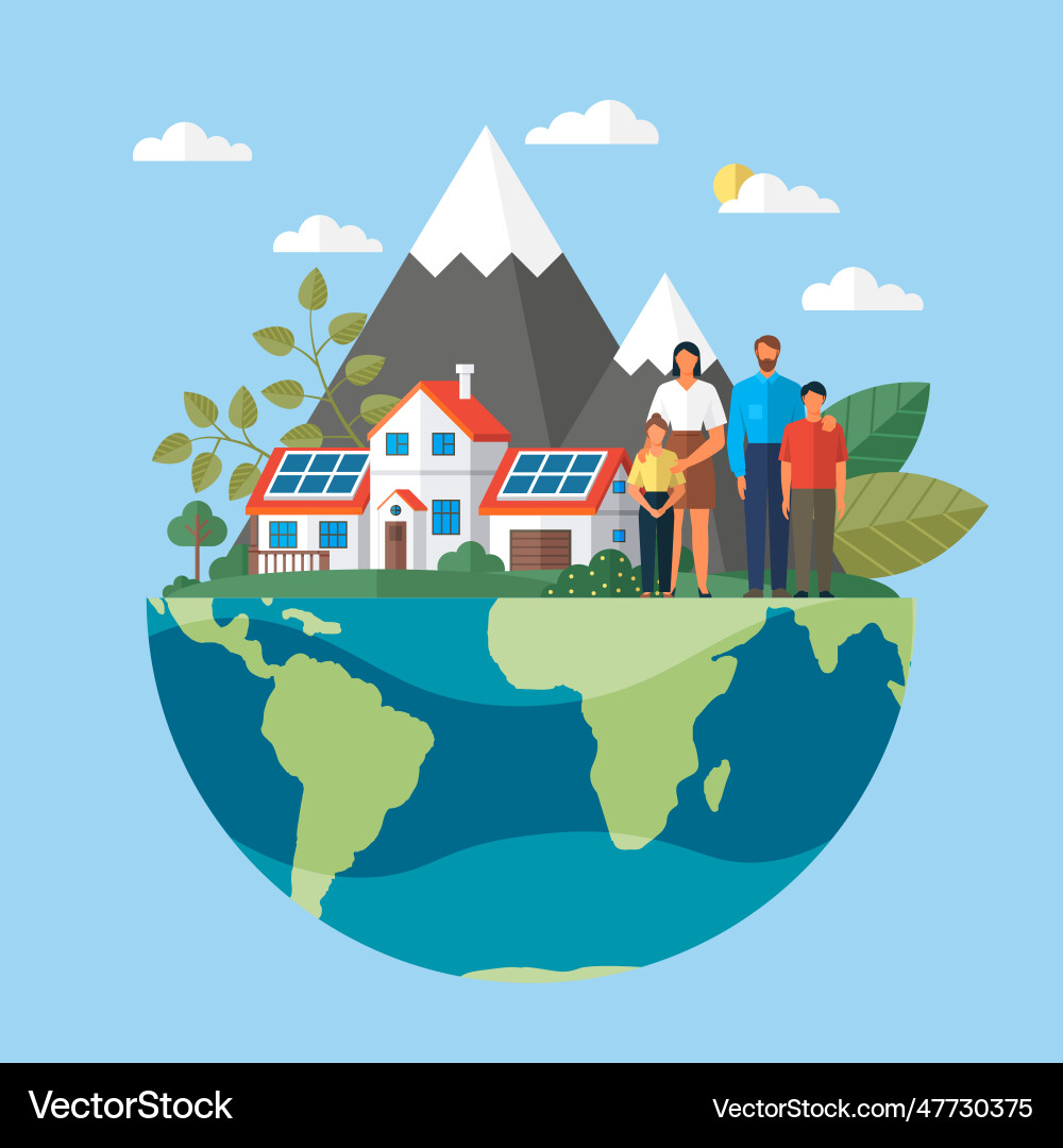 Pv home system and renewable electric energy Vector Image